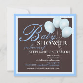 Elegant Baby shower Blue Balloons Uitnodiging (Voorkant)