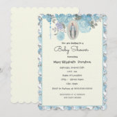 Elegant Baby shower Blue Floral Religies Kaart (Voorkant / Achterkant)