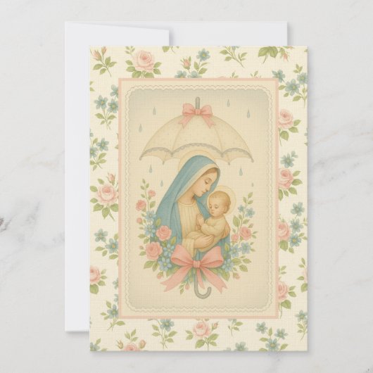 Elegant Baby shower Blue Floral Religies Kaart (Voorkant)