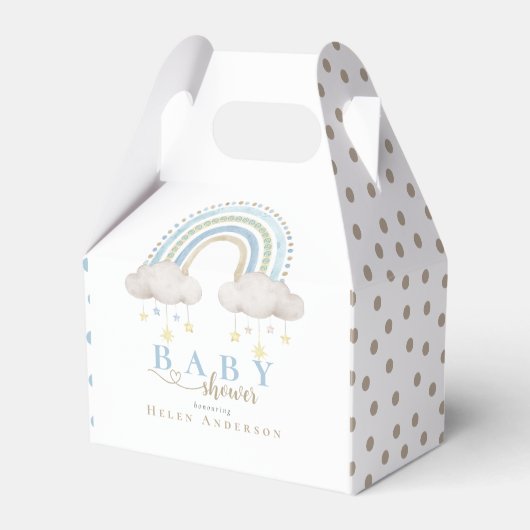 Elegant Baby shower Blue Whimsical Rainbow Boho Bedankdoosjes (Voorkant Zijde)