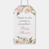 Elegant Baby shower Blush Roze Bloemen Custom Cadeaulabel (Voorkant)