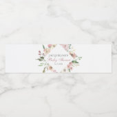Elegant Baby shower Blush Roze Bloemen Custom Waterfles Etiket (Enkel label)