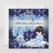 Elegant Baby shower Boy Blue Little Prince Crown 2 Kaart (Voorkant)