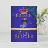 Elegant Baby shower Boy Blue Little Prince Crown 2 Kaart (Staand voorkant)