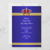 Elegant Baby shower Boy Blue Little Prince Crown 2 Kaart (Achterkant)