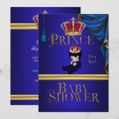 Elegant Baby shower Boy Blue Little Prince Crown Kaart (Voorkant / Achterkant)