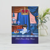 Elegant Baby shower Boy Blue Little Prince Crown Kaart (Staand voorkant)