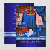 Elegant Baby shower Boy Blue Little Prince Crown Kaart (Voorkant / Achterkant)
