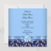 Elegant Baby shower Boy Blue Little Prince Crown Kaart (Achterkant)