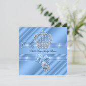 Elegant Baby shower Boy Blue Little Prince Crown Kaart (Staand voorkant)