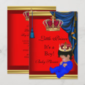 Elegant Baby shower Boy Blue Red Little Prince 2 Kaart (Voorkant / Achterkant)