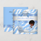 Elegant Baby shower Boy Blue Zebra Prince Ethnic Kaart (Voorkant / Achterkant)
