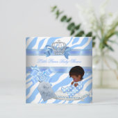 Elegant Baby shower Boy Blue Zebra Prince Ethnic Kaart (Staand voorkant)