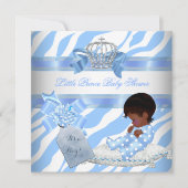 Elegant Baby shower Boy Blue Zebra Prince Ethnic Kaart (Voorkant)
