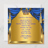 Elegant Baby shower Boy Prince Royal Blue Gold Kaart (Achterkant)