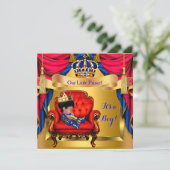Elegant Baby shower Boy Prince Royal Blue Gold Kaart (Staand voorkant)