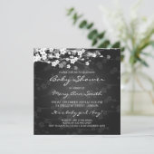 Elegant Baby shower Cherry Blossom Black Kaart (Staand voorkant)