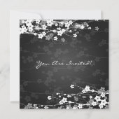 Elegant Baby shower Cherry Blossom Black Kaart (Achterkant)