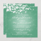 Elegant Baby shower Cherry Blossom Mint Kaart (Voorkant / Achterkant)