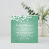 Elegant Baby shower Cherry Blossom Mint Kaart (Staand voorkant)
