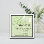 Elegant Baby shower Clothes Line Green Invitation Kaart (Staand voorkant)