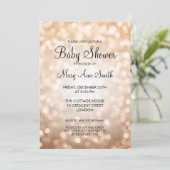 Elegant Baby Shower Copper Glitter Lights Kaart (Staand voorkant)