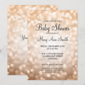 Elegant Baby Shower Copper Glitter Lights Kaart (Voorkant / Achterkant)