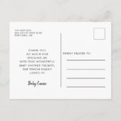 Elegant baby shower dank u briefkaart (Achterkant)