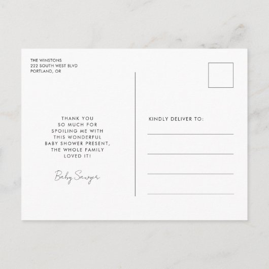 Elegant Baby shower Dank u Briefkaart (Achterkant)