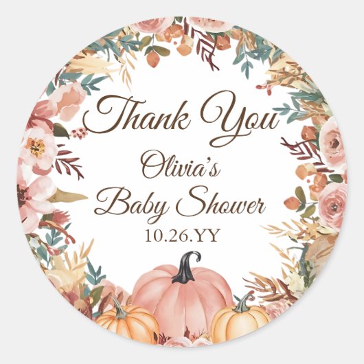 Elegant Baby shower Dank u Sticker (Voorkant)