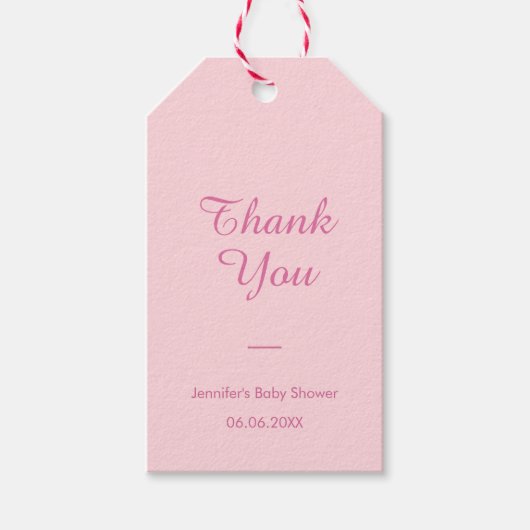 Elegant Baby shower Dank u voor de zwarte roze mod Cadeaulabel (Voorkant)