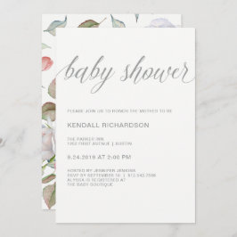 Elegant Baby shower | Delicate Floral Back Kaart