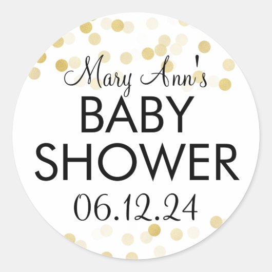 Elegant Baby shower Faux Gold Foil Glitter Lights Ronde Sticker (Voorkant)