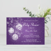 Elegant Baby shower Festive Baubles Paars Kaart (Staand voorkant)