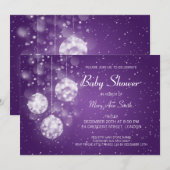 Elegant Baby shower Festive Baubles Paars Kaart (Voorkant / Achterkant)