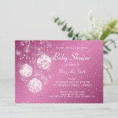 Elegant Baby shower Festive Baubles Pink Kaart (Staand voorkant)