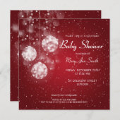 Elegant Baby shower Festive Baubles Red Kaart (Voorkant / Achterkant)