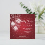 Elegant Baby shower Festive Baubles Red Kaart (Staand voorkant)