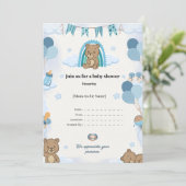 Elegant Baby Shower Flat Announcement Card Aankondiging (Staand voorkant)