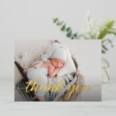 Elegant Baby shower foto bedankt voor script Folie Uitnodiging (Staand Voorkant)