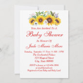 Elegant Baby shower Gele zonnebloem Kaart (Achterkant)