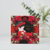 Elegant Baby shower Girl Red Rose Flowers 2 Kaart (Staand voorkant)