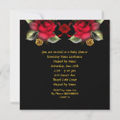 Elegant Baby shower Girl Red Rose Flowers 2 Kaart (Achterkant)