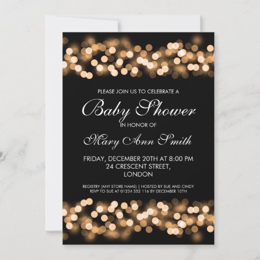 Elegant Baby shower Gold Hollywood Glam Kaart (Voorkant)
