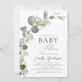 Elegant Baby shower groen Eucalyptus Kaart (Voorkant)