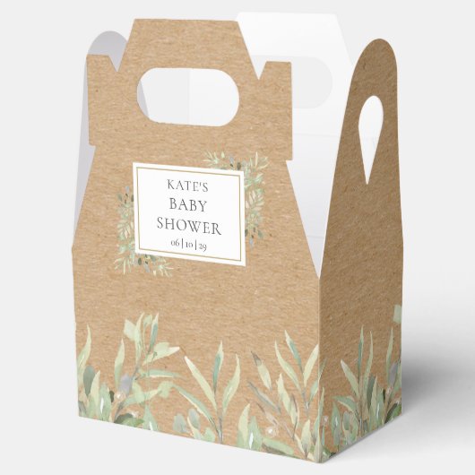Elegant Baby shower groen laat rustieke kraft Bedankdoosjes (Geopend)