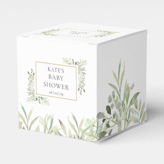 Elegant Baby shower groen loof gunst doos Bedankdoosjes (Voorkant Zijde)