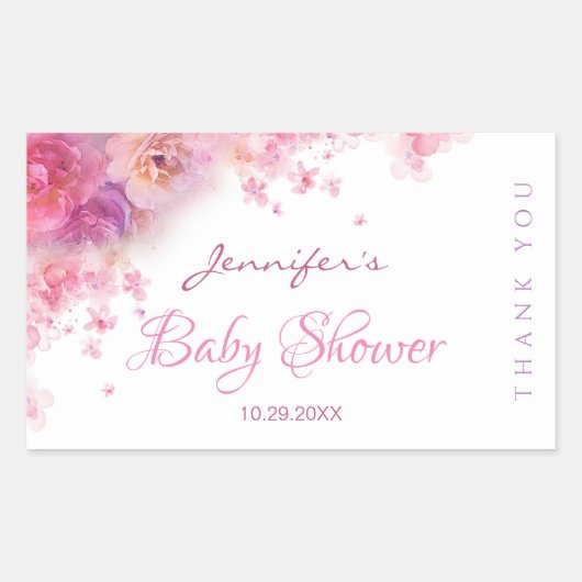 Elegant Baby shower Handgeschreven Script Waterver Rechthoekige Sticker (Voorkant)