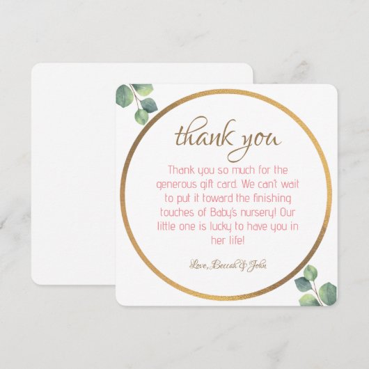 Elegant Baby shower Hartelijk dank Bedankkaart (Voorkant / Achterkant)
