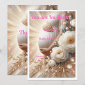 Elegant Baby Shower Invitation Floral Design Kaart (Voorkant / Achterkant)